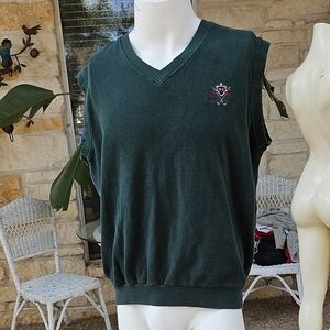 Vintage SDI Famous Quality Green Cotton Sleeveless Golf Vest L Eagle Quest